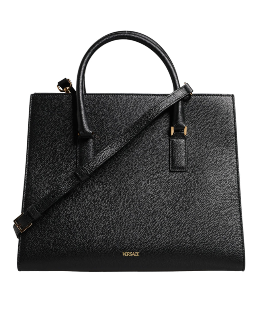 Black Large Leather Top Handle Shoulder Crossbody Bag