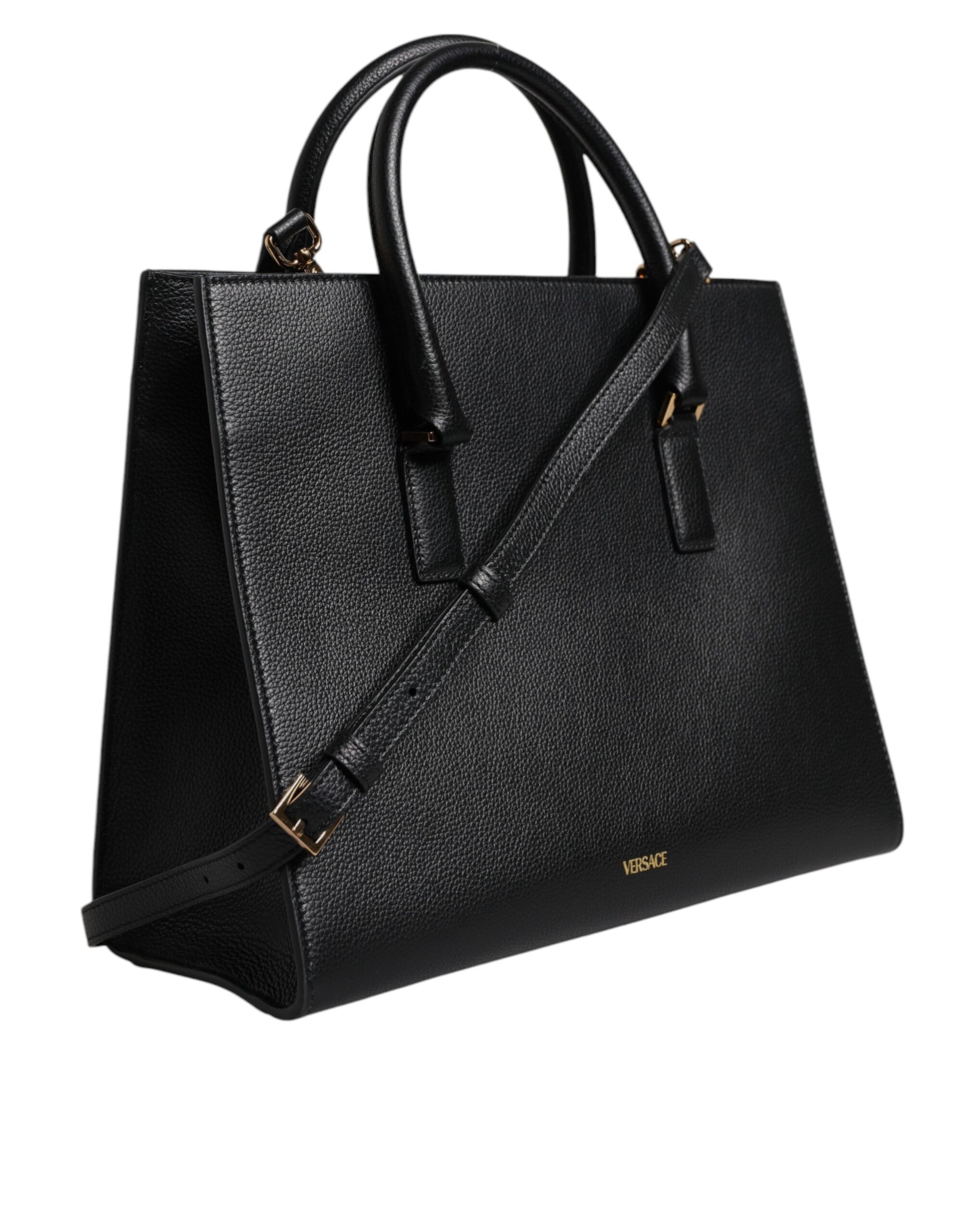 Black Large Leather Top Handle Shoulder Crossbody Bag