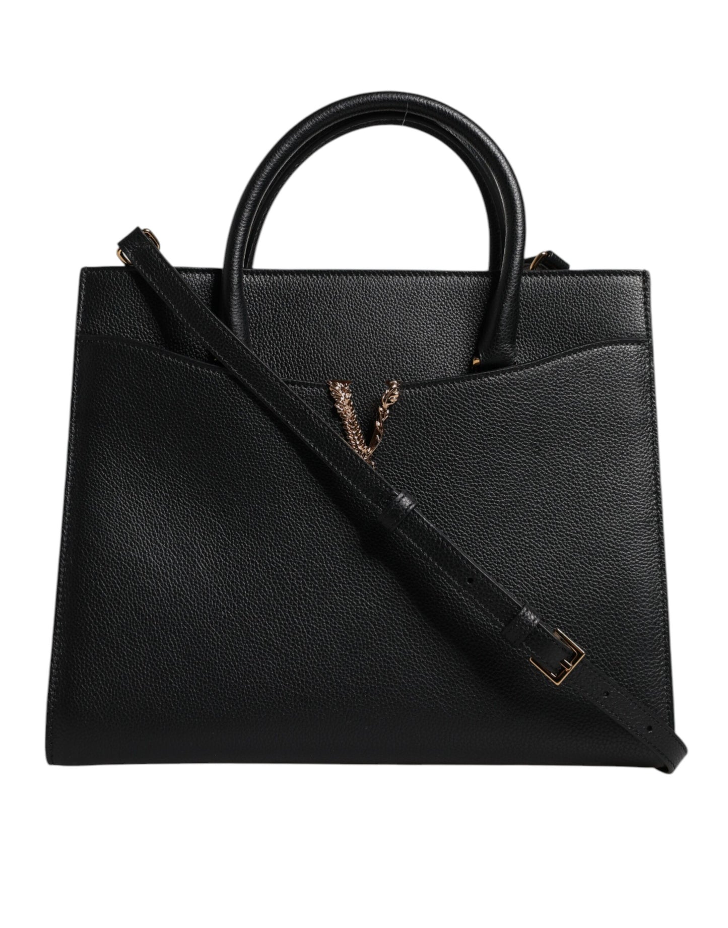 Black Large Leather Top Handle Shoulder Crossbody Bag