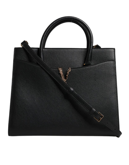 Black Large Leather Top Handle Shoulder Crossbody Bag