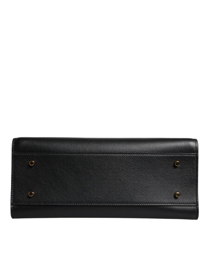 Black Large Leather Top Handle Shoulder Crossbody Bag