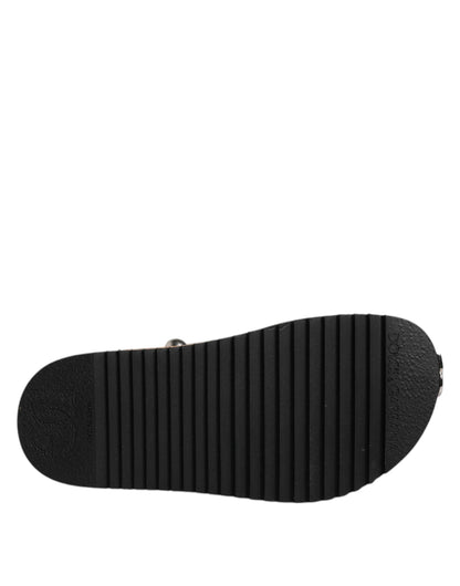 Black Crystal Embellish Strap Sandals Shoes