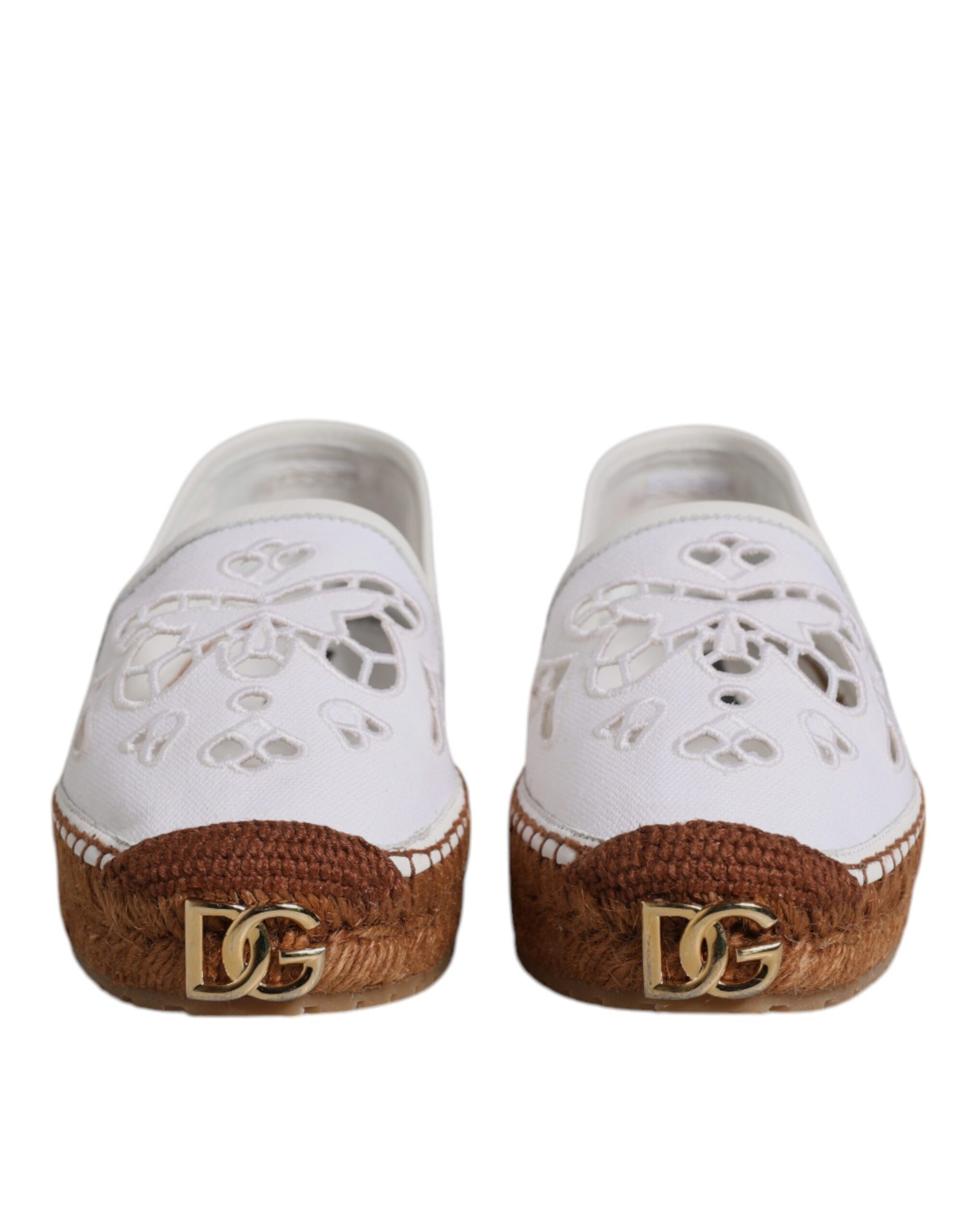 White Logo Eyelet Slip On Espadrilles Shoes