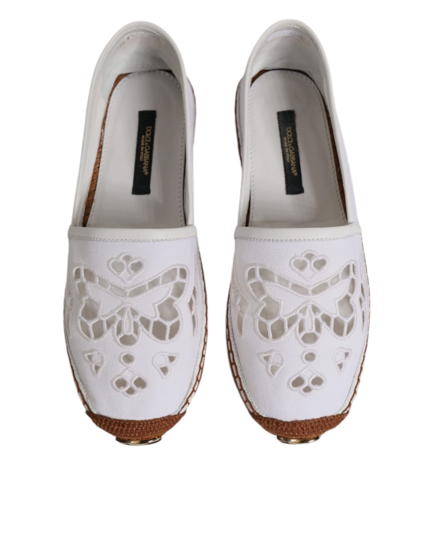 White Logo Eyelet Slip On Espadrilles Shoes