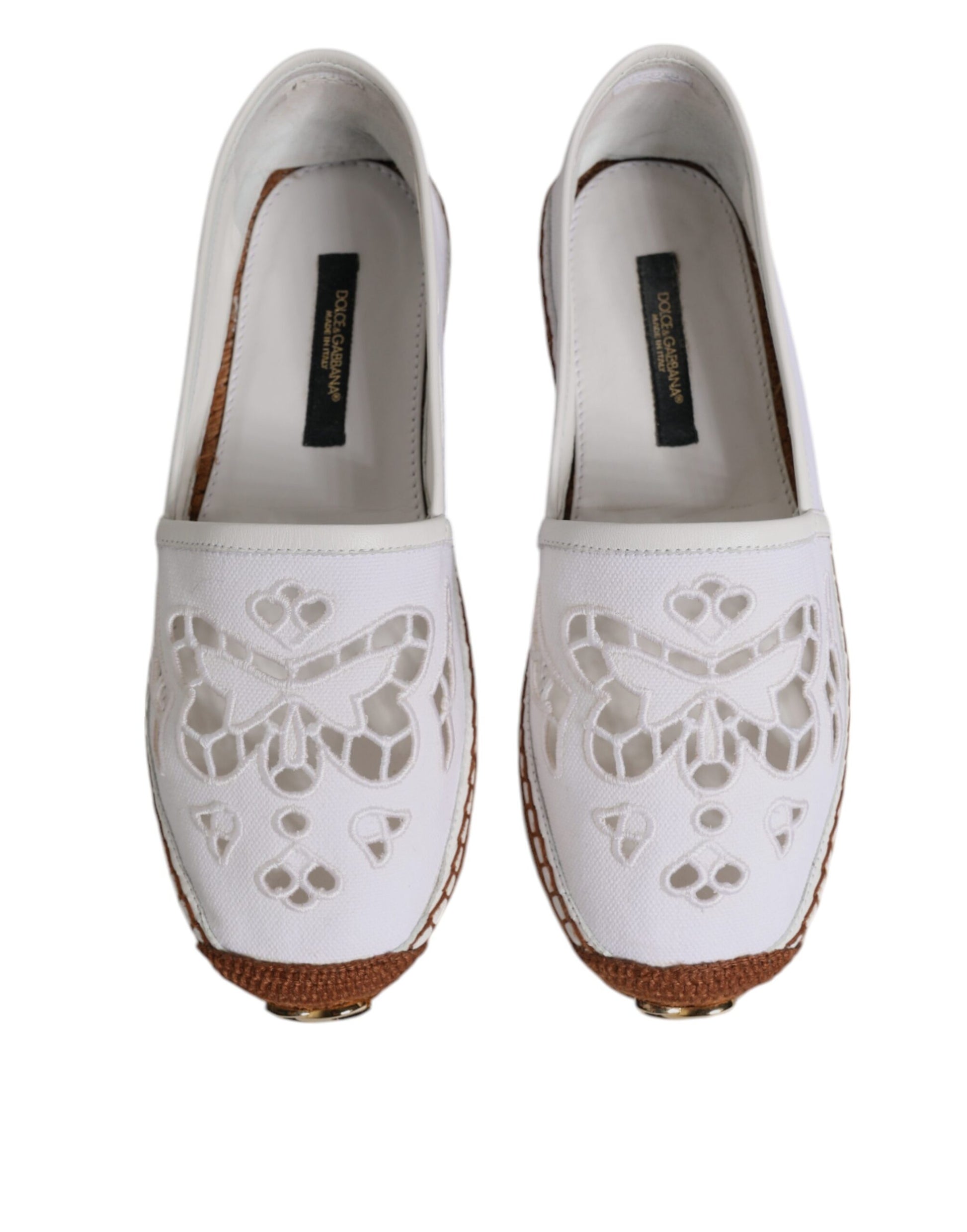 White Logo Eyelet Slip On Espadrilles Shoes