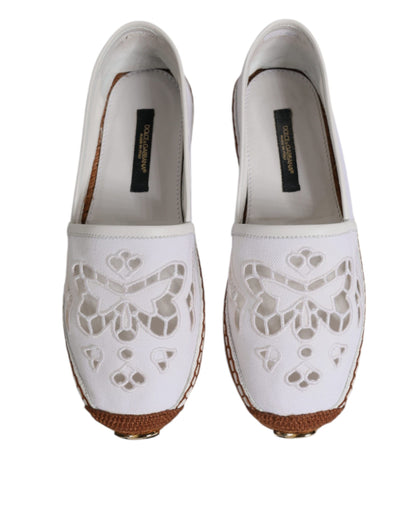 White Logo Eyelet Slip On Espadrilles Shoes