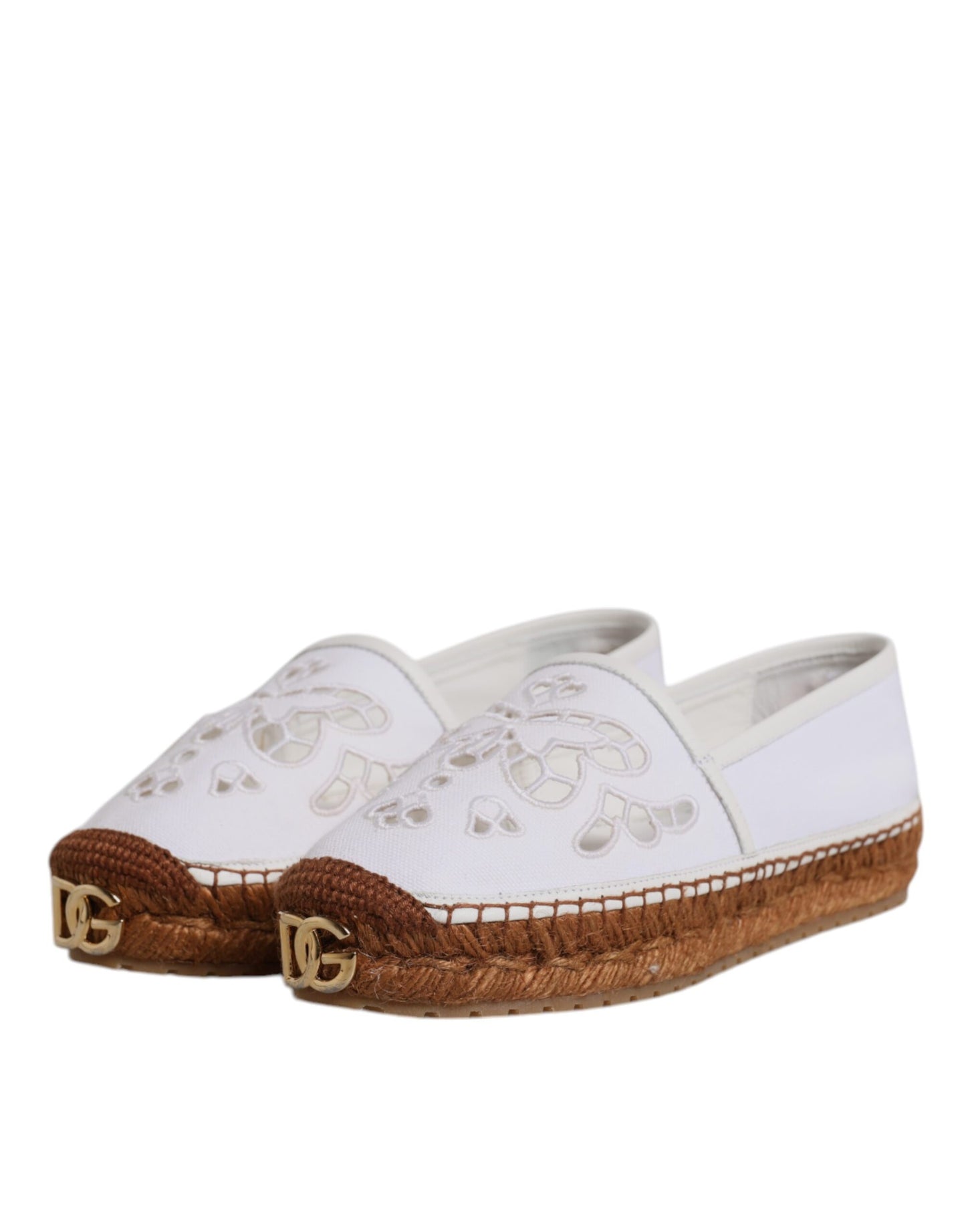 White Logo Eyelet Slip On Espadrilles Shoes