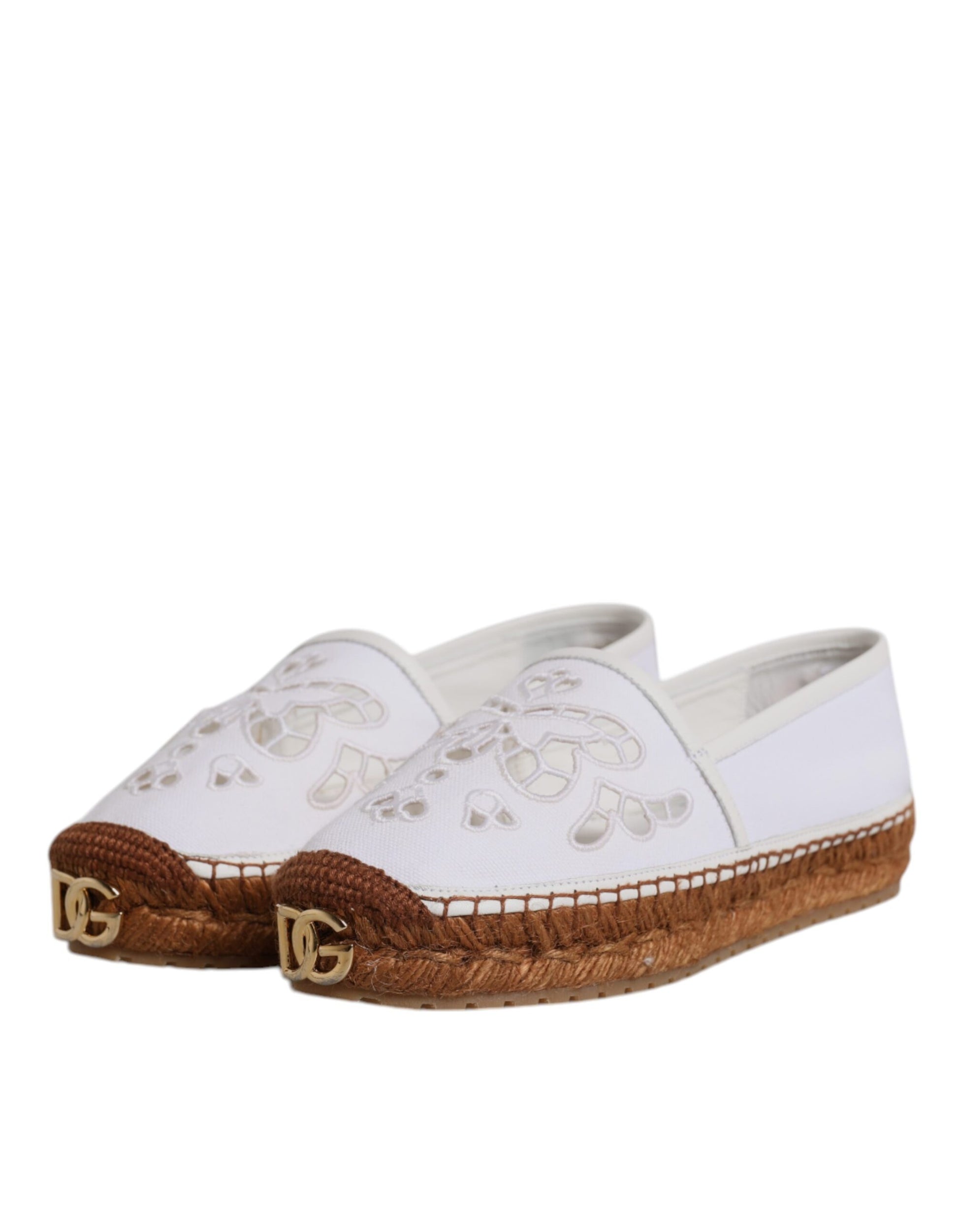 White Logo Eyelet Slip On Espadrilles Shoes