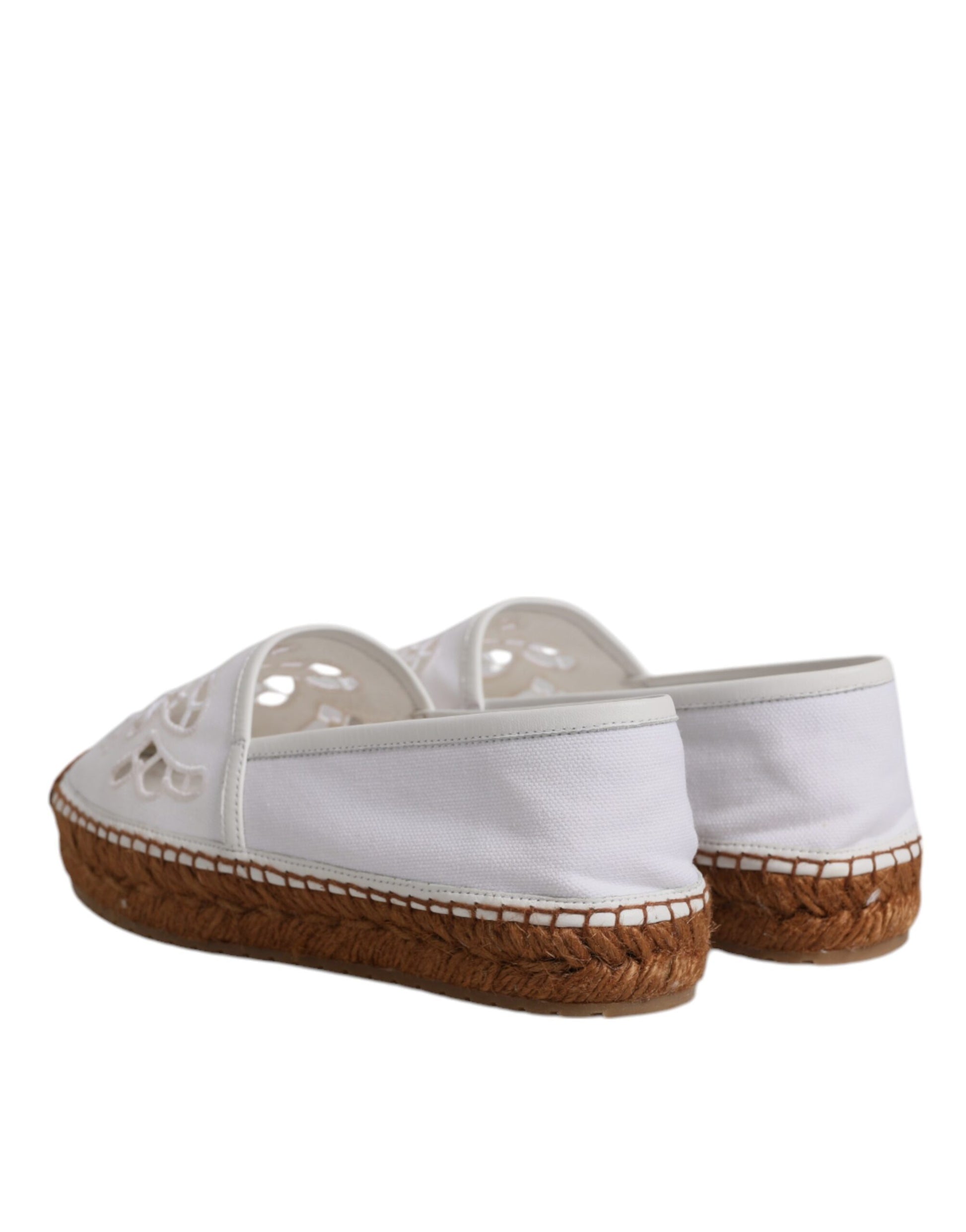 White Logo Eyelet Slip On Espadrilles Shoes
