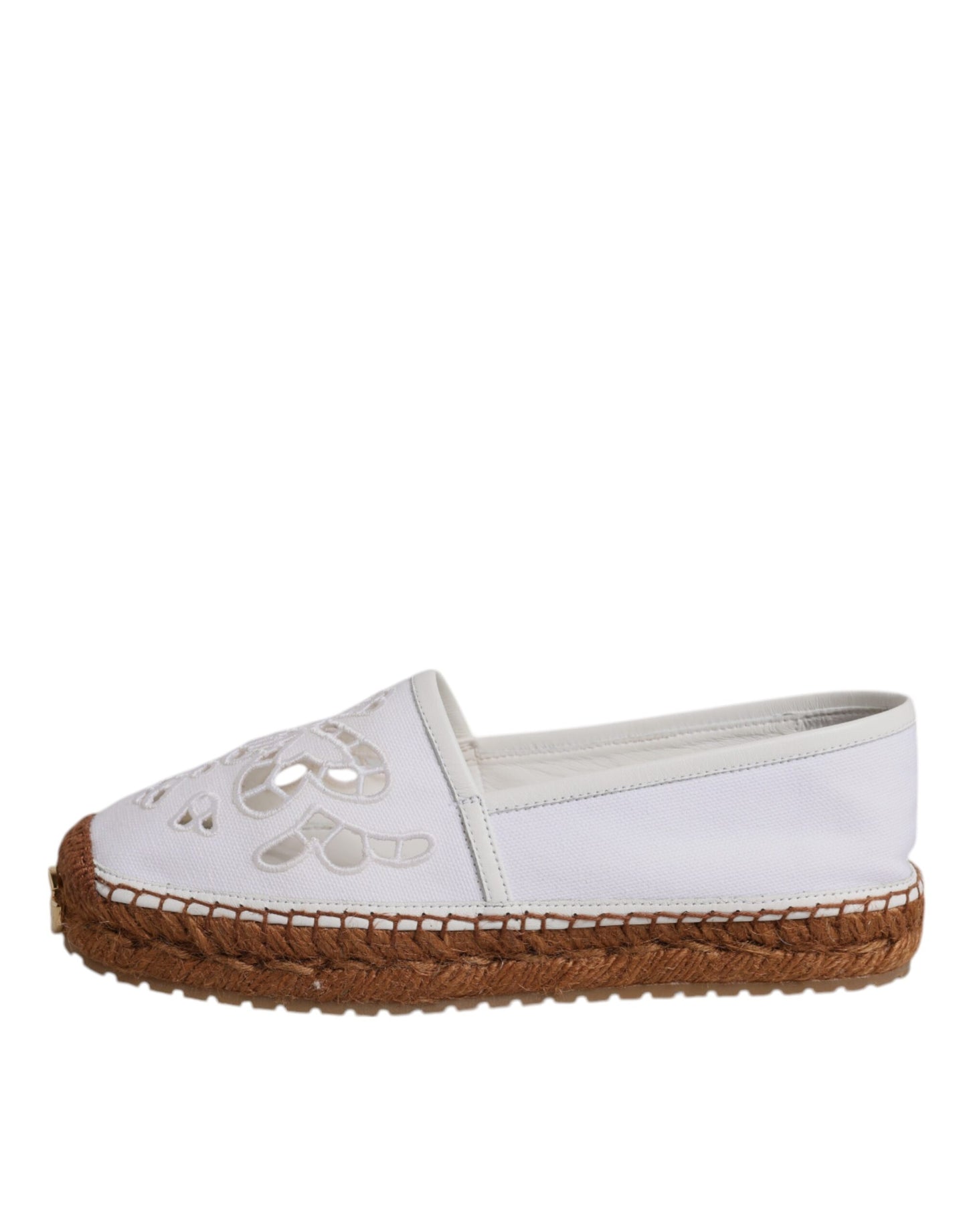 White Logo Eyelet Slip On Espadrilles Shoes