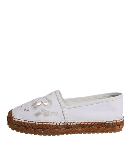 White Logo Eyelet Slip On Espadrilles Shoes