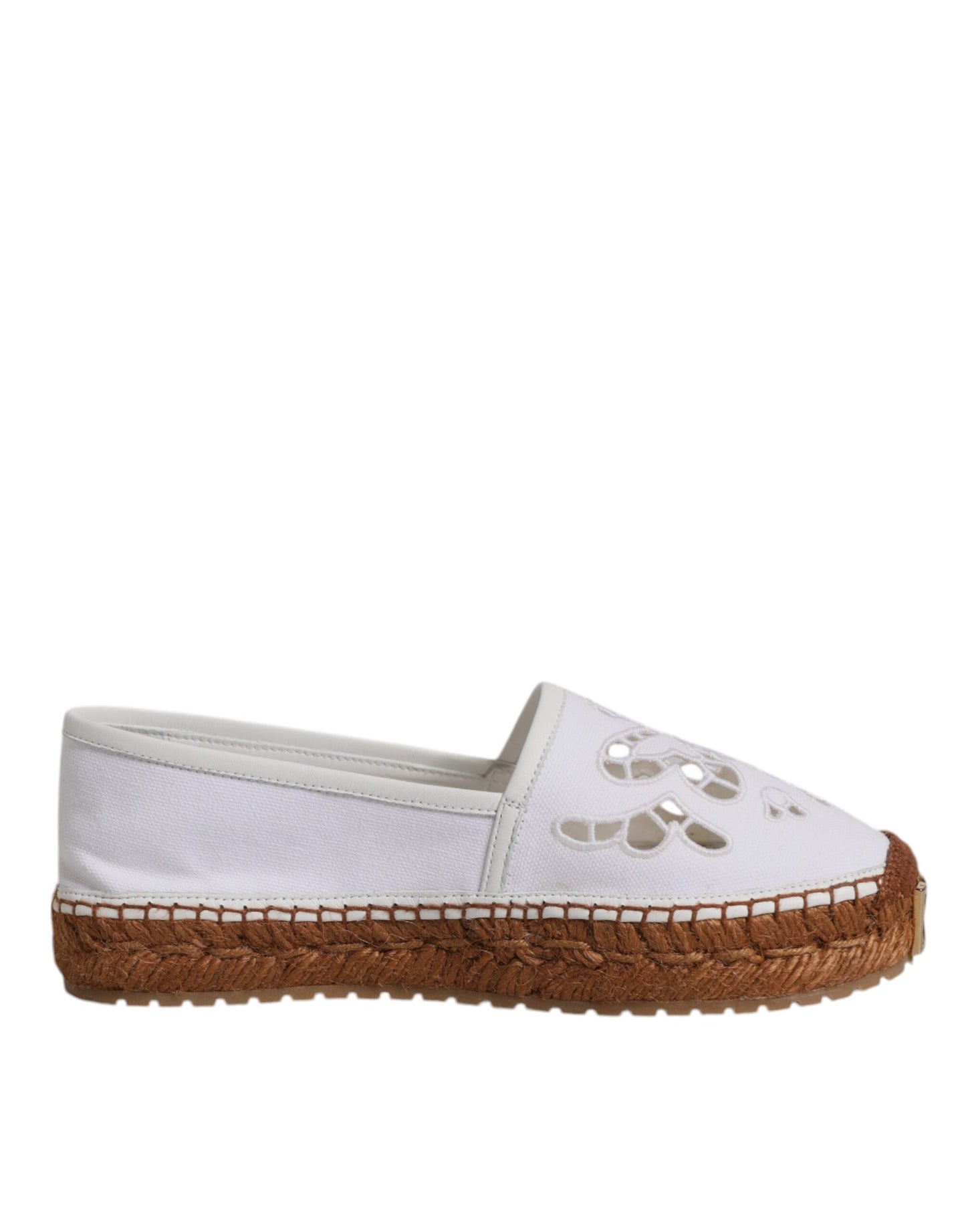White Logo Eyelet Slip On Espadrilles Shoes