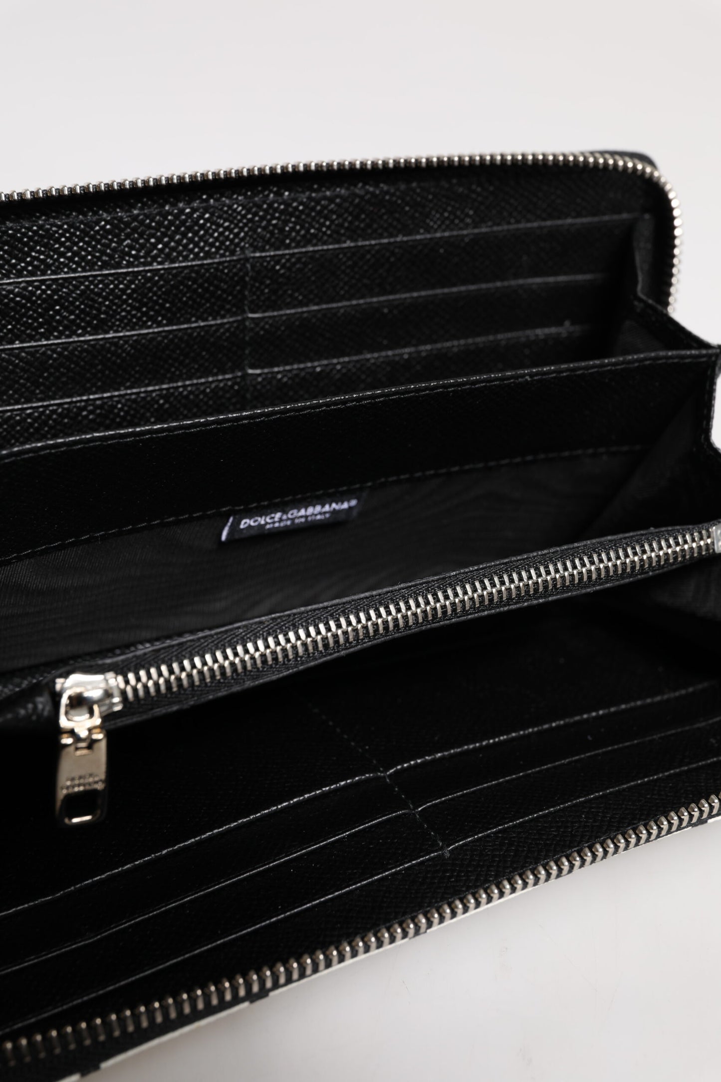 White Leather DG Crown Royals Continental Zip Around Wallet