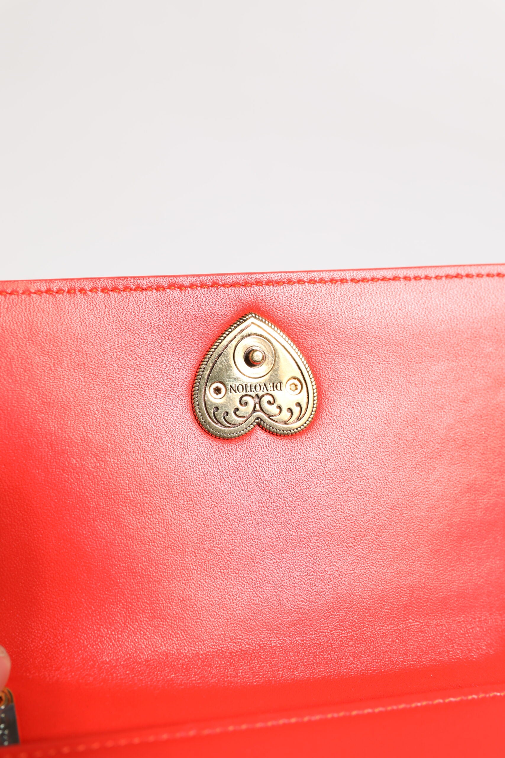 Red Leather Quilted Devotion Crossbody Phone Cover Bag