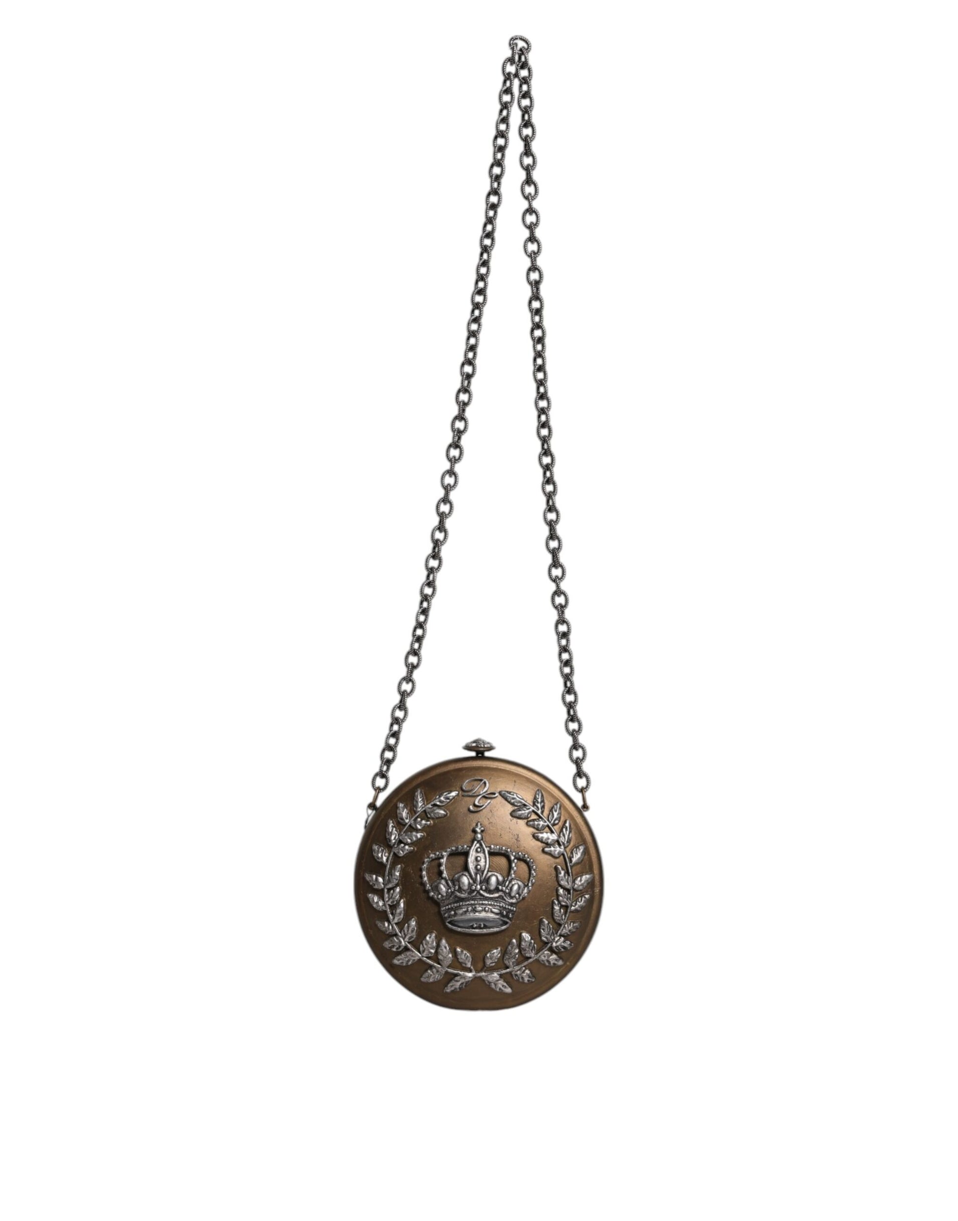 Gold Brass Metal DG Crown Clutch Crossbody Bag