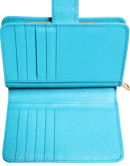 Light Blue Leather Bifold Continental Clutch Wallet
