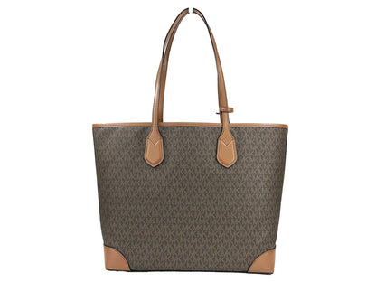 Eva Large Stripe Travel Tote Bag Plus Pouch Brown