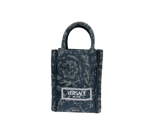 Athena Barocco Mini Top Handle Tote Crossbody Bag Black