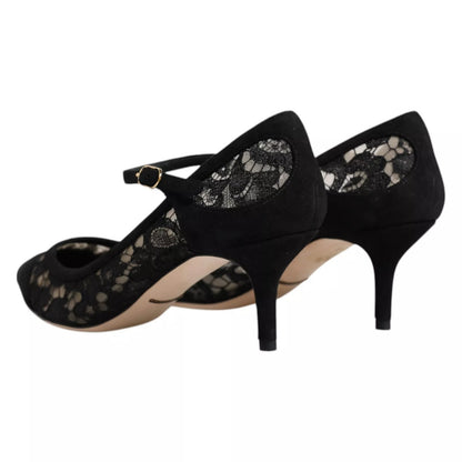 Black Mary Jane Taormina Lace Pumps Shoes