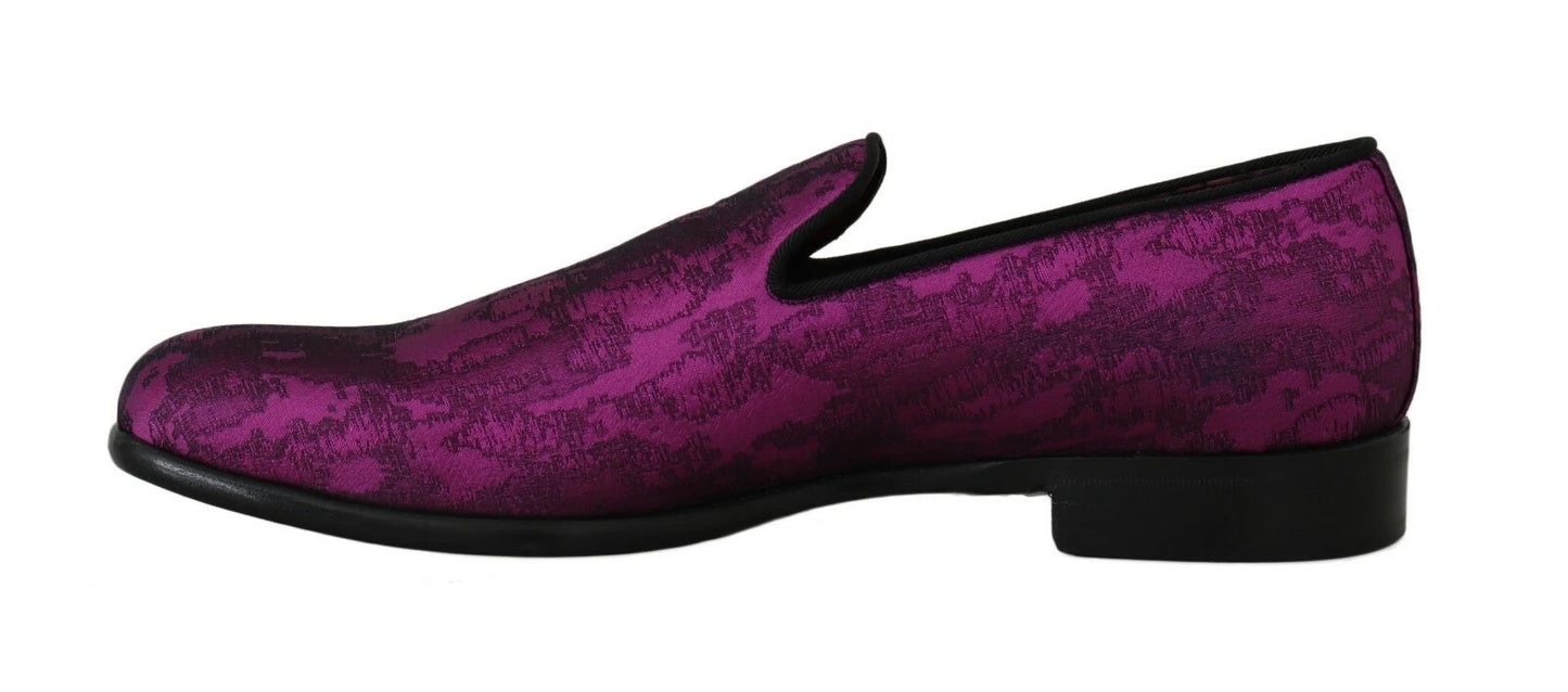 Purple Jacquard Loafers Dress Formal Shoes