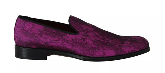 Purple Jacquard Loafers Dress Formal Shoes