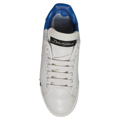 White Blue Logo Portofino Sneakers Shoes