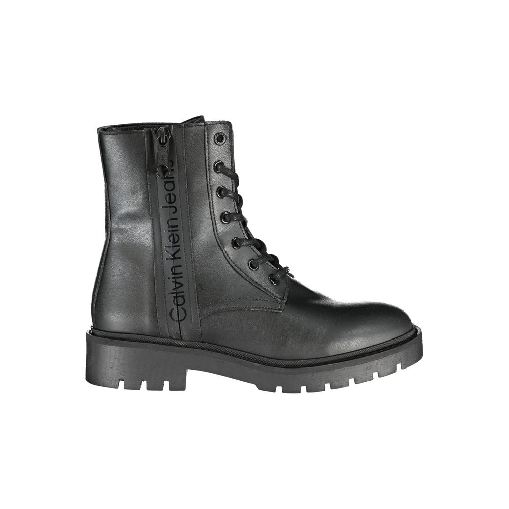 Black Polyester Women Boot