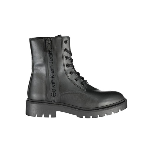 Black Polyester Women Boot