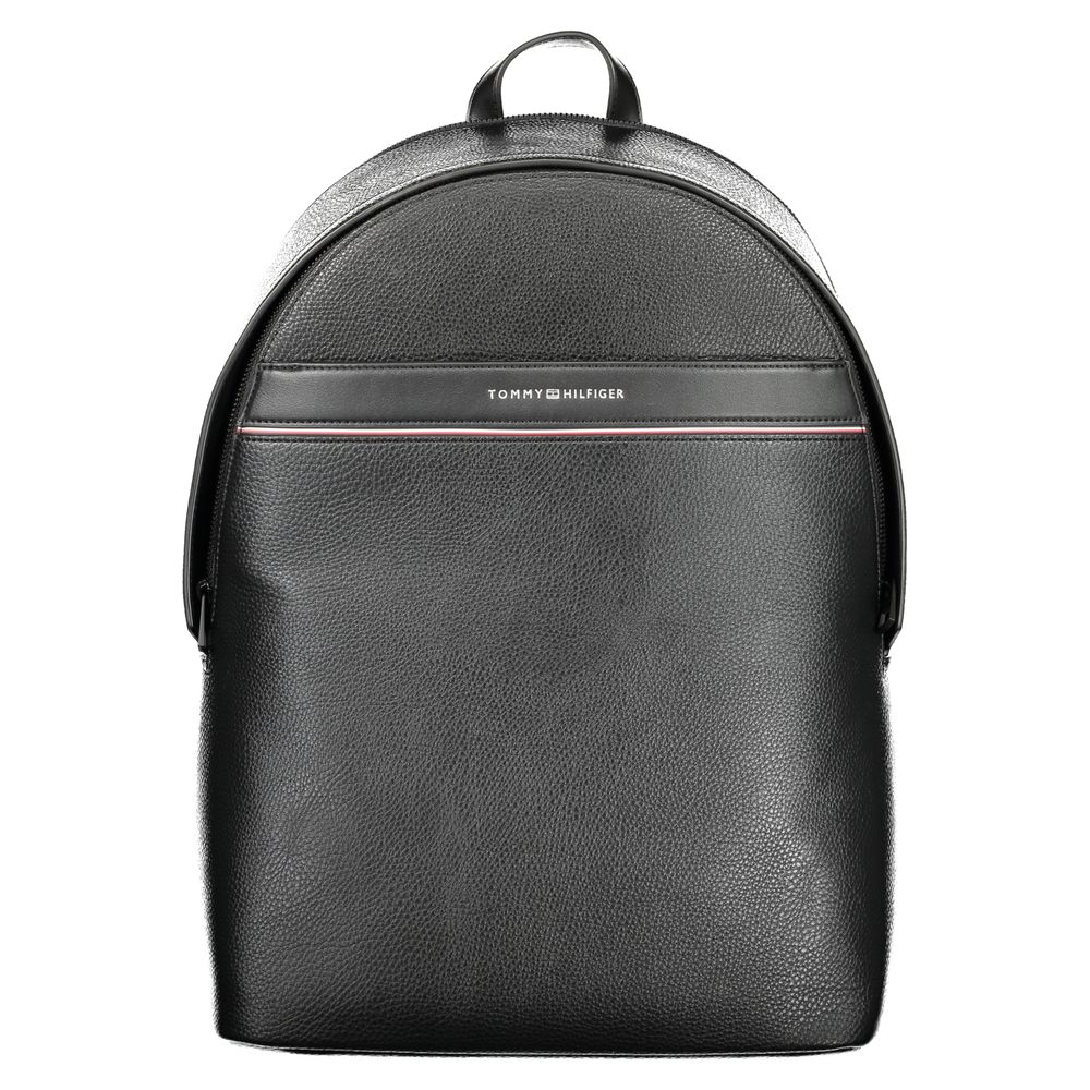 Black Polyester Men Backpack