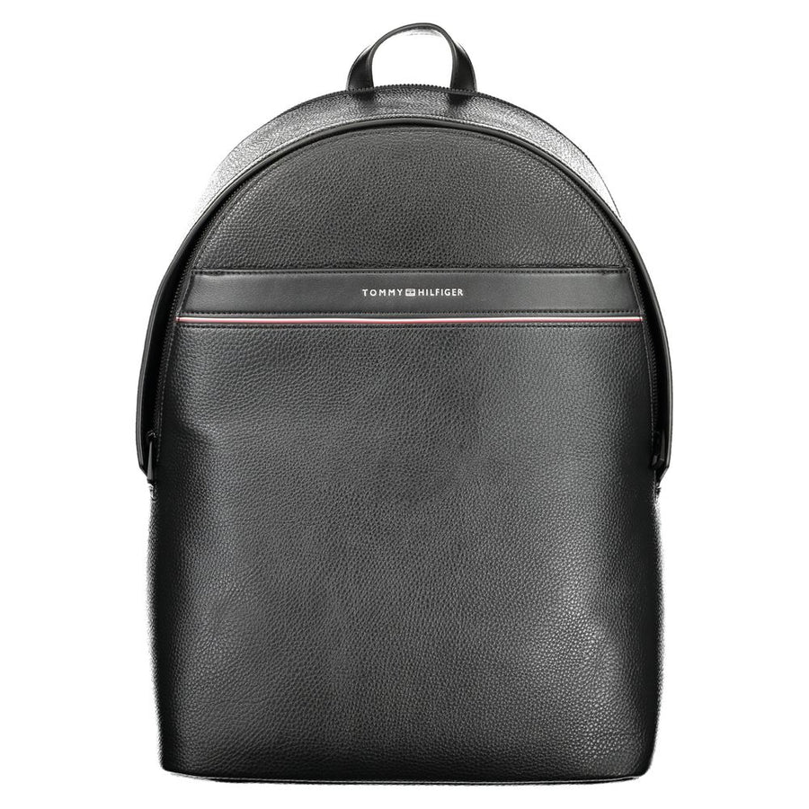 Black Polyester Men Backpack