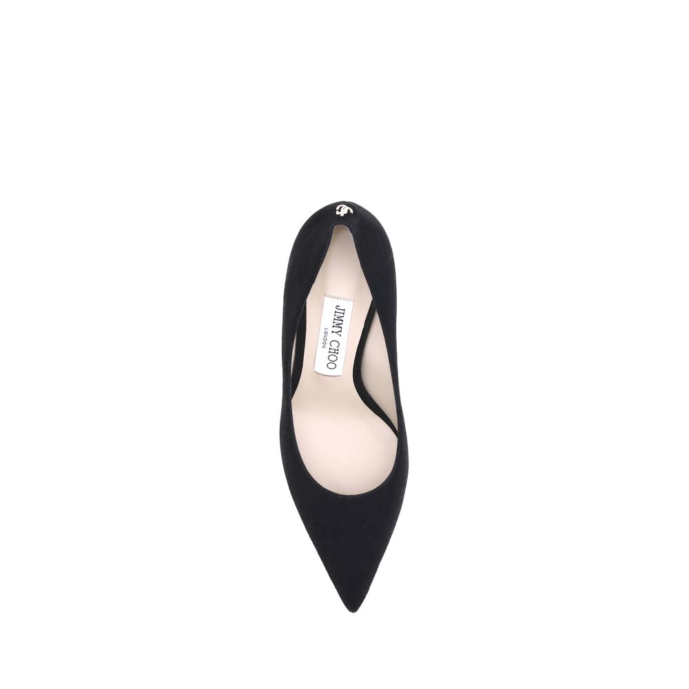 Black Goatskin Mid Heel Pumps