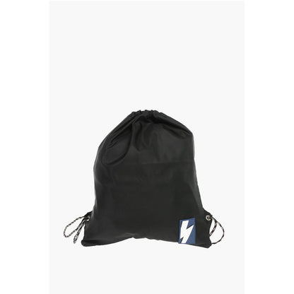 solid color drawstring backpack with two-tone laces