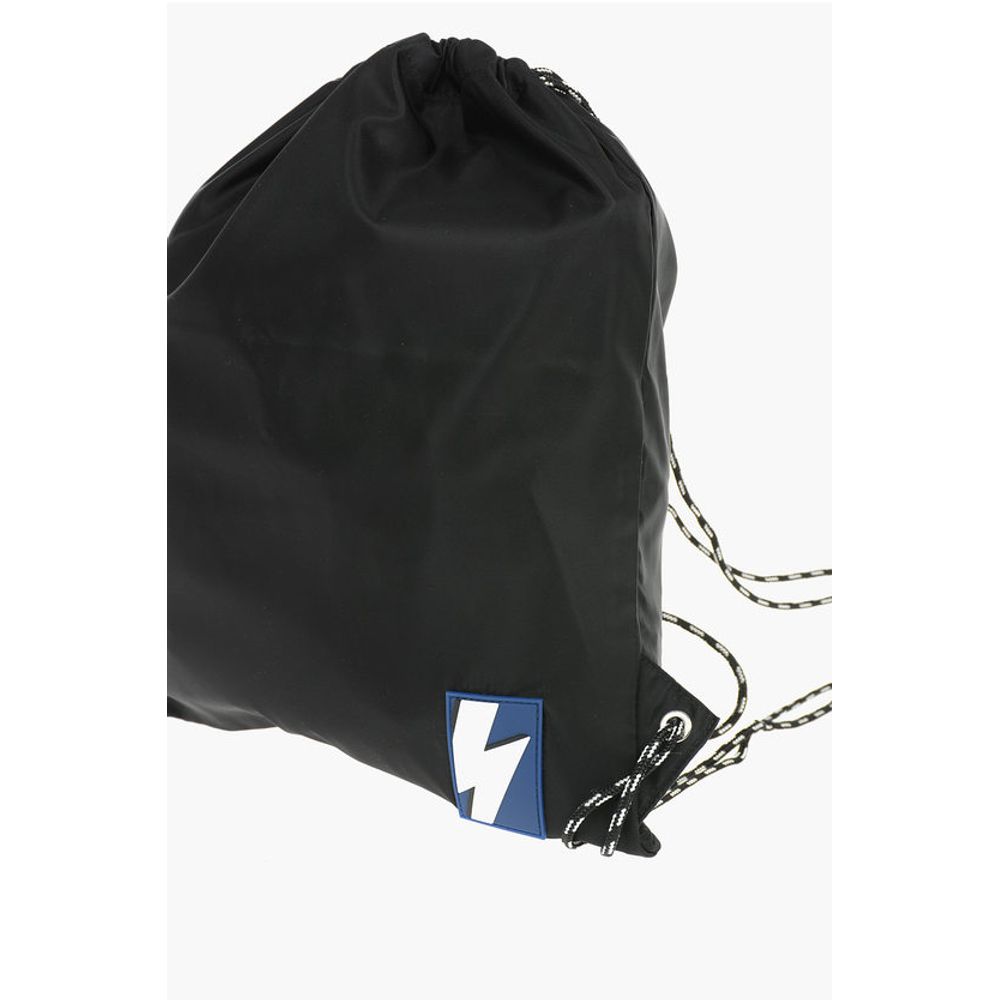 solid color drawstring backpack with two-tone laces