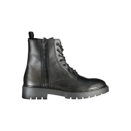 Black Polyester Men Boot