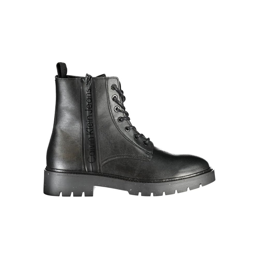 Black Polyester Men Boot