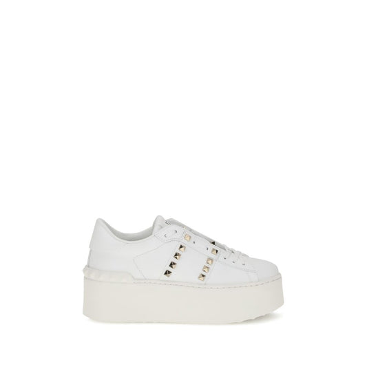 White Calf Leather Bos Taurus Platform Sneakers
