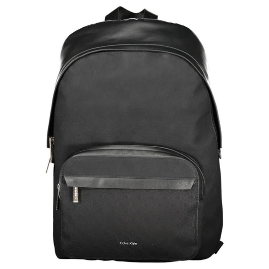 Black Polyester Men Backpack