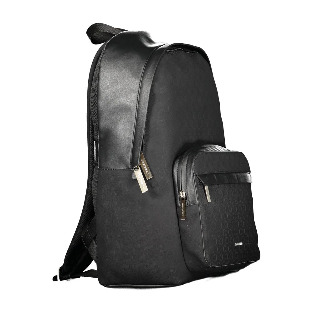 Black Polyester Men Backpack