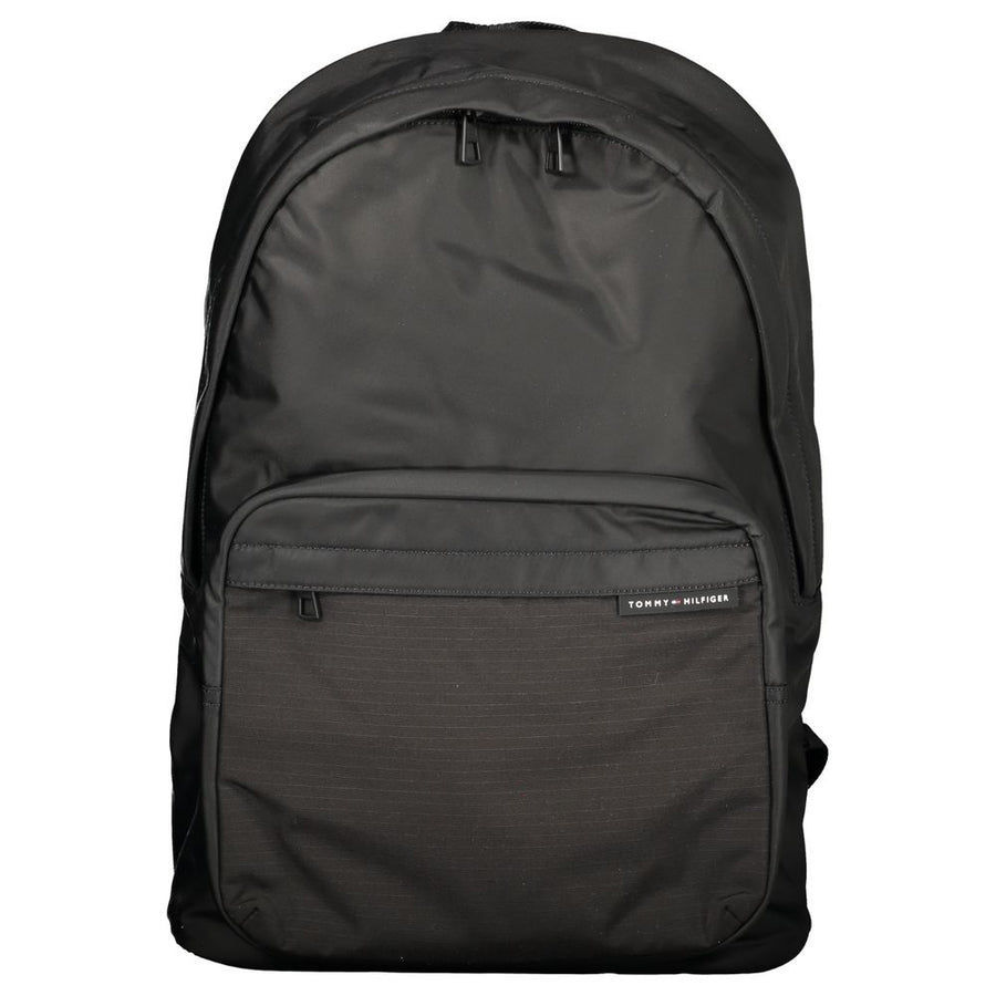 Black Polyester Men Backpack
