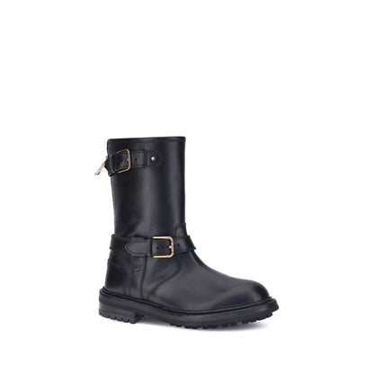 Black Calf Leather Bos Taurus Lace-Up Boots