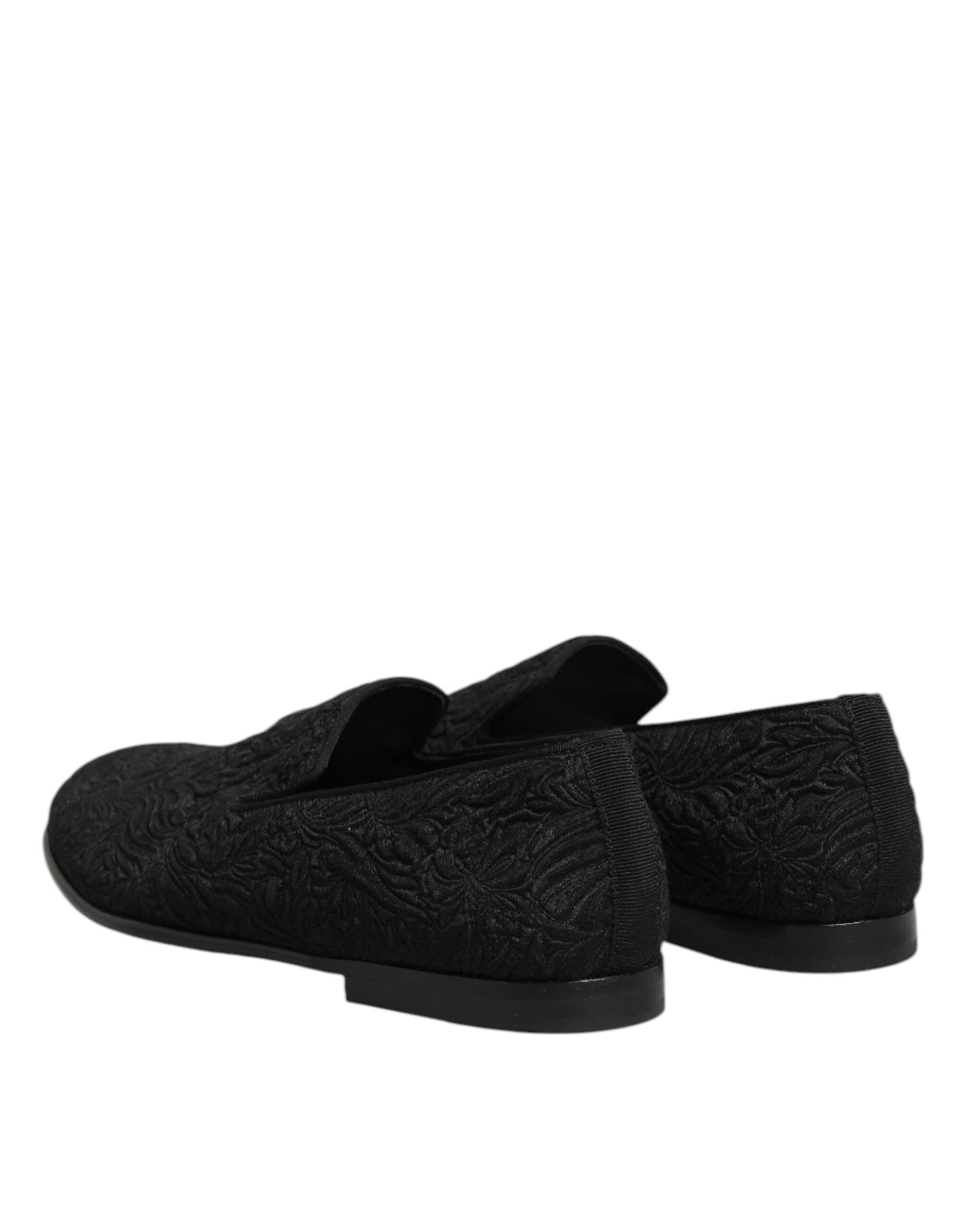 Black Jacquard Slip On Loafers Formal Shoes