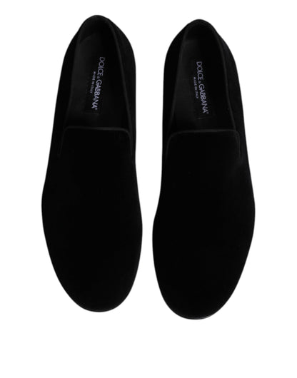 Black Velvet Slip On Loafers Formal Shoes