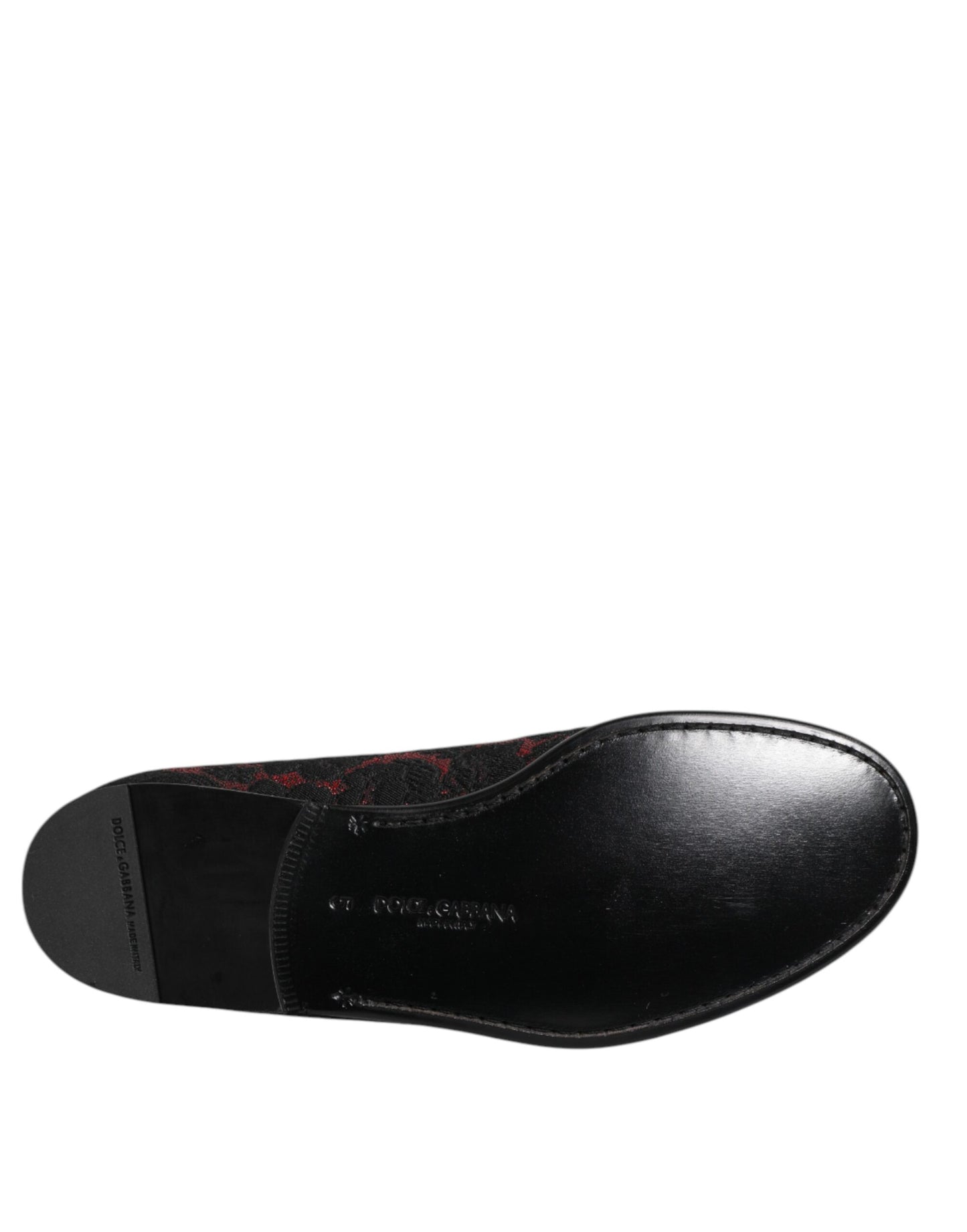 Red Black Jacquard Slip On Loafers Shoes