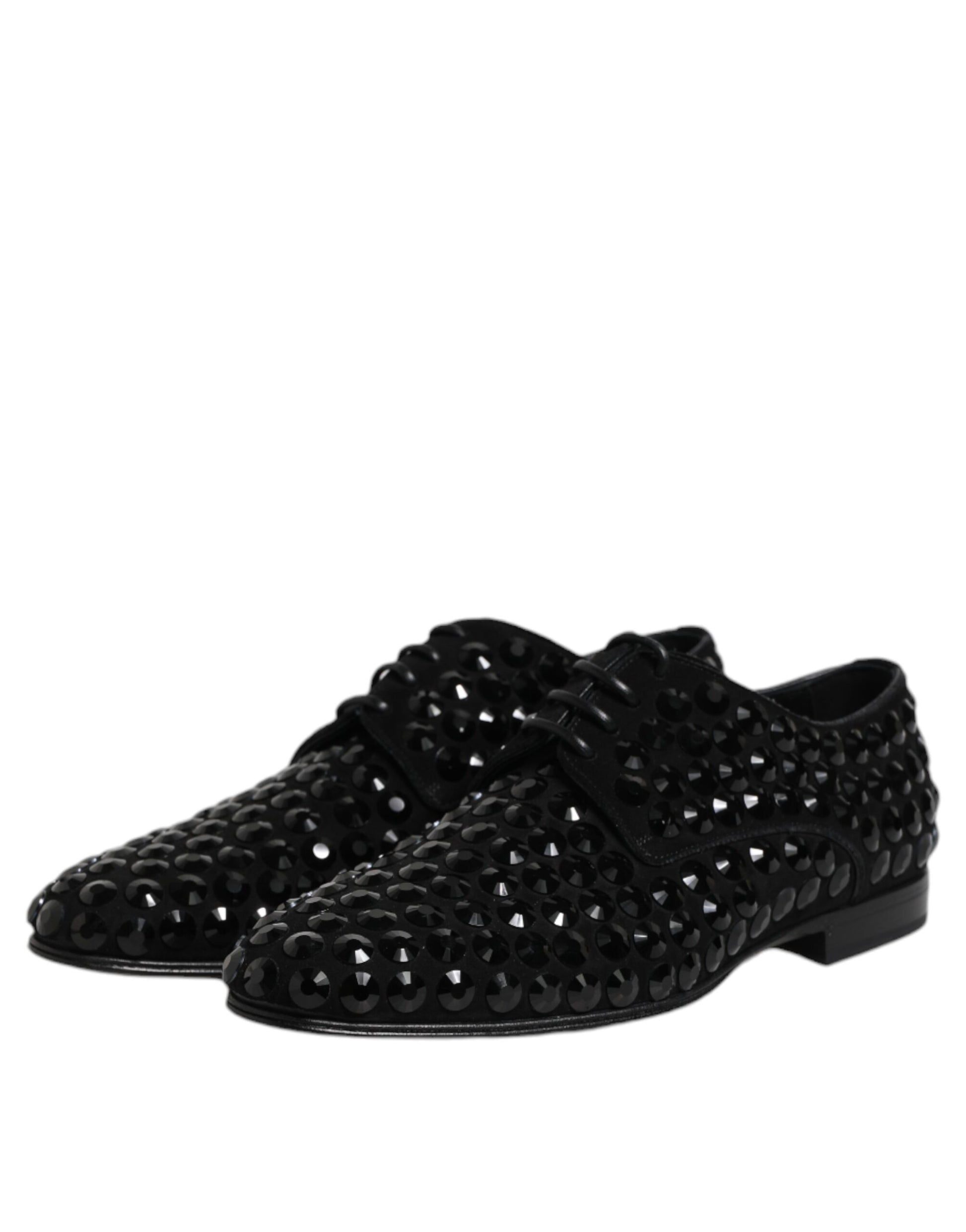 Black Suede Strass Derby Formal Shoes