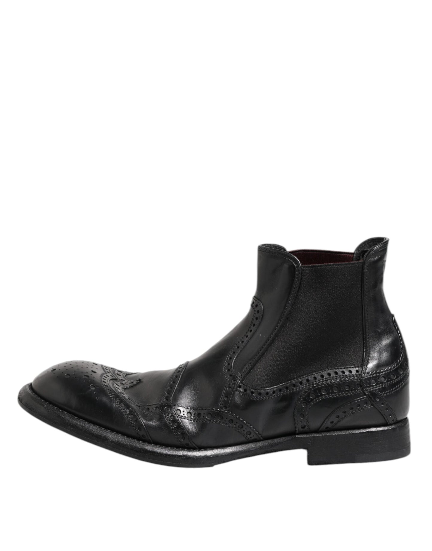Black Leather Ankle Boots Slip On Shoes