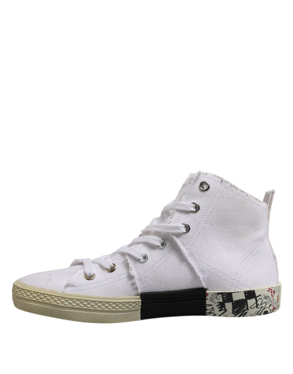 White Lace Up Mid Top Women Sneakers Shoes