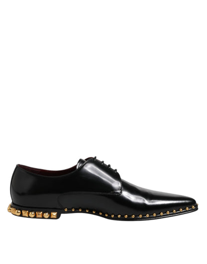 Black Leather Studded Derby Men Dress Shoes