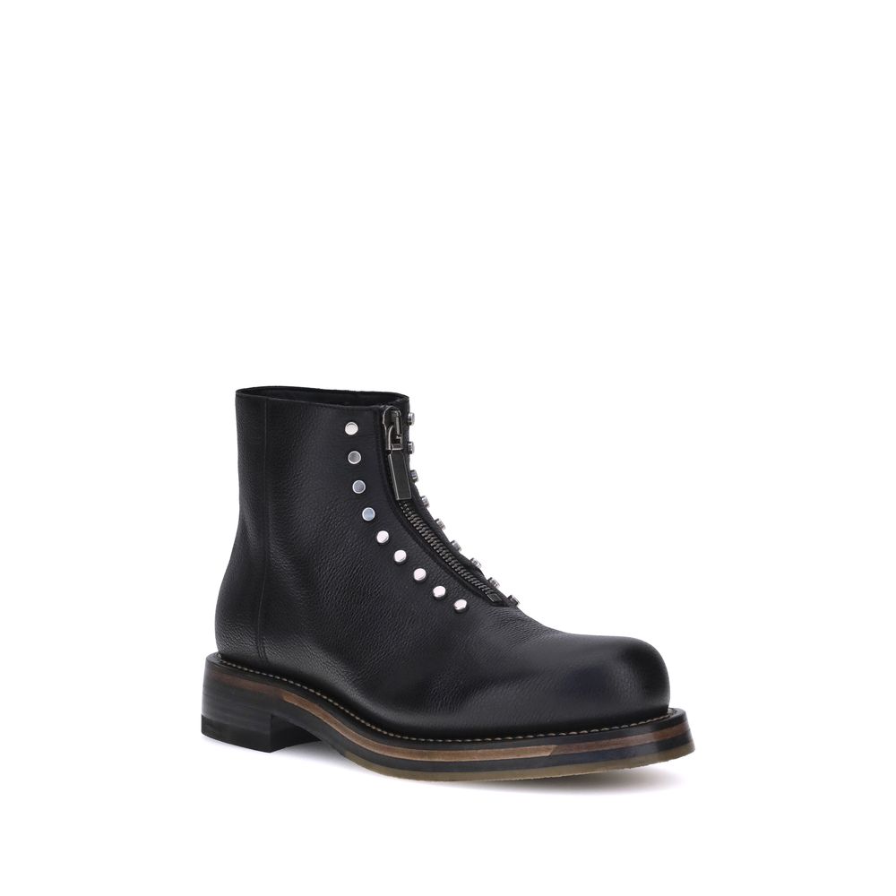 Black Calf Leather Bos Taurus Ankle Boots