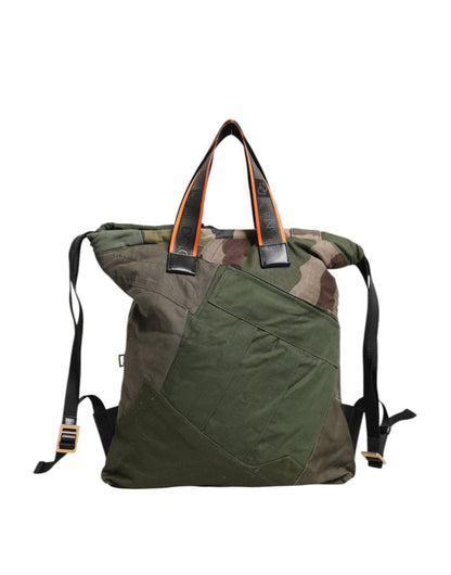 Military Green Patchwork Rucksack Backpack Bag