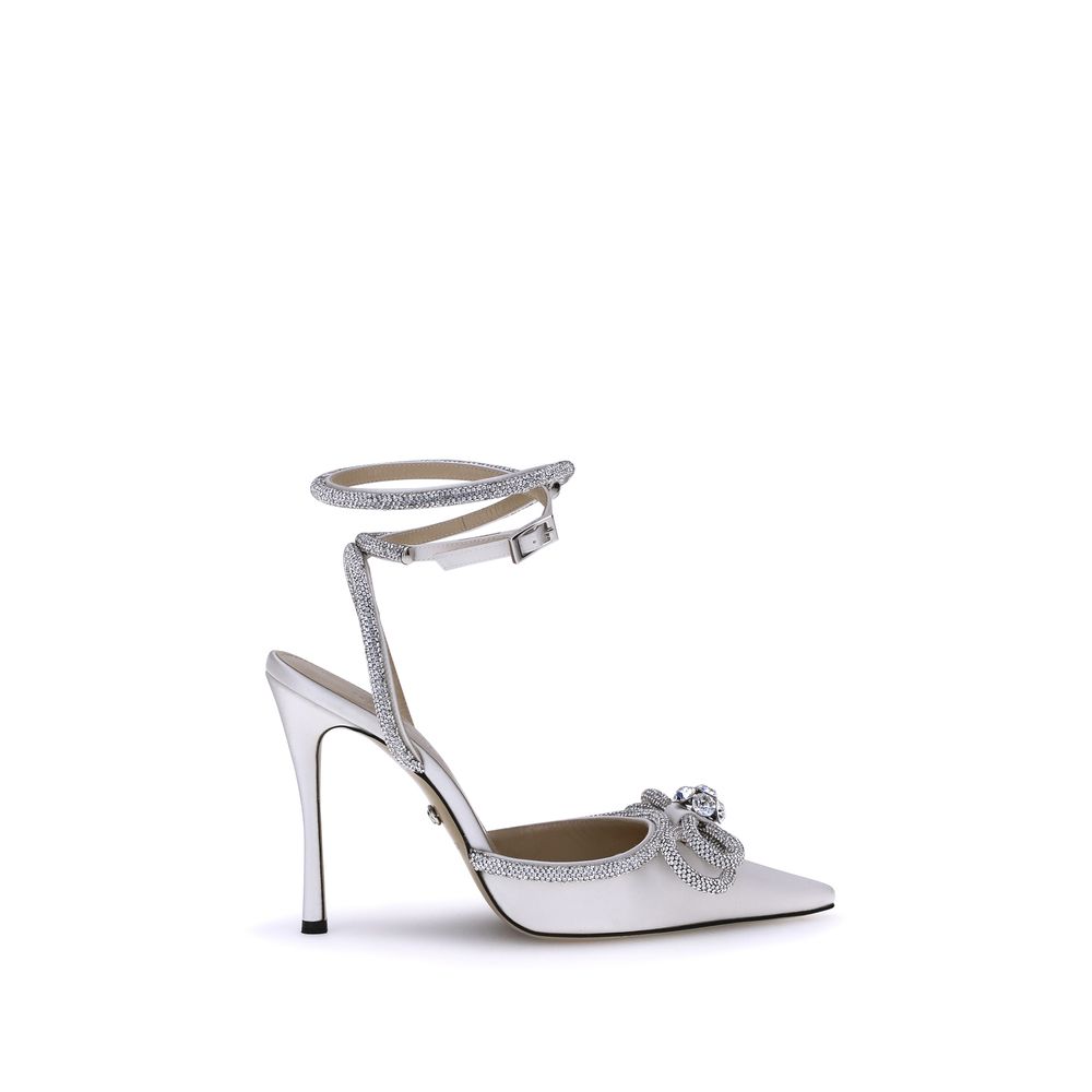 White Silk High Heel Pumps